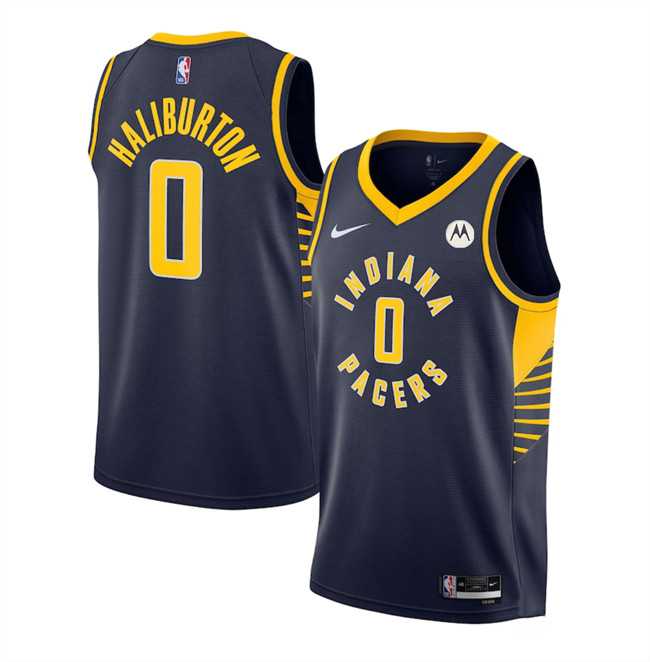 Mens Indiana Pacers #0 Tyrese Haliburton Black Stitched Jersey Dzhi